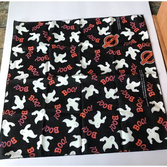 Vintage 1990's Ghosts & BOO! Original Glow In The Dark Halloween Bandana Scarf - Picture 1 of 10